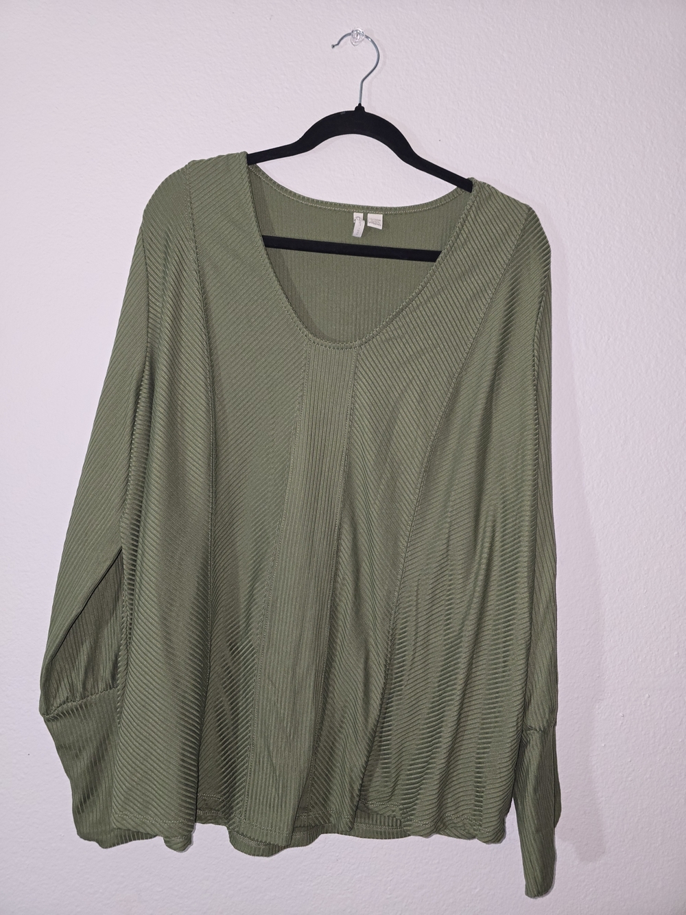 Cato Olive Scoop Neck Long Sleeve Top